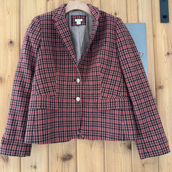 J.Crew Schoolboy Houndstooth Single Breasted Blazer Size 10 - Picture 2 of 10